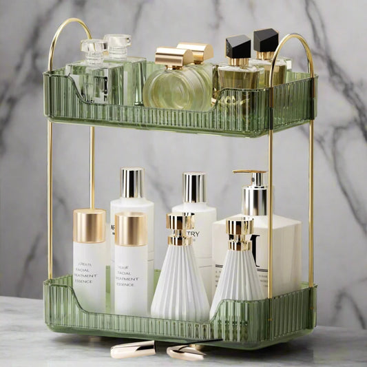 Vintage Green Dual-Tier Vanity Organizer