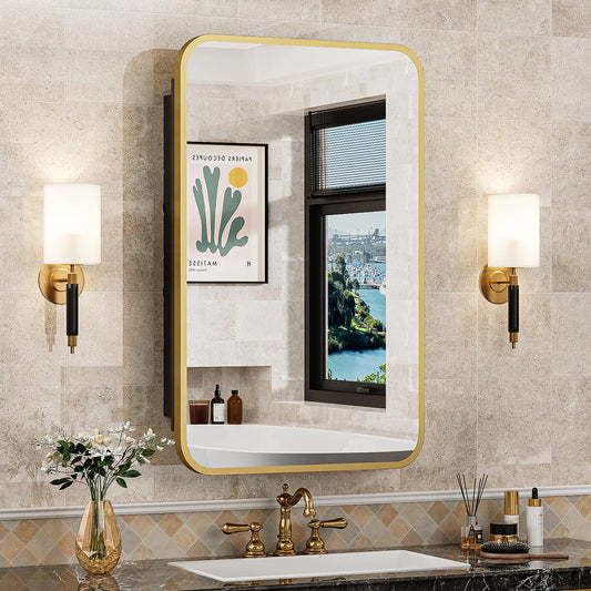 GoldFrame 16x24 Medicine Mirror Cabinet