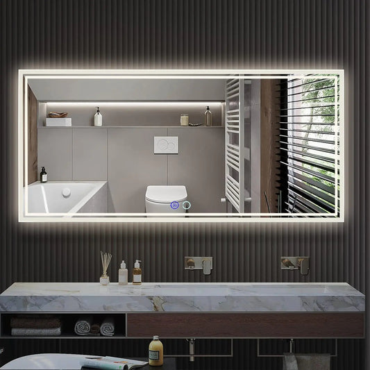 60x28 Modern Lighted Bathroom Mirror