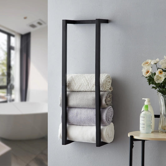Wall-Mounted Towel Organizer - Black