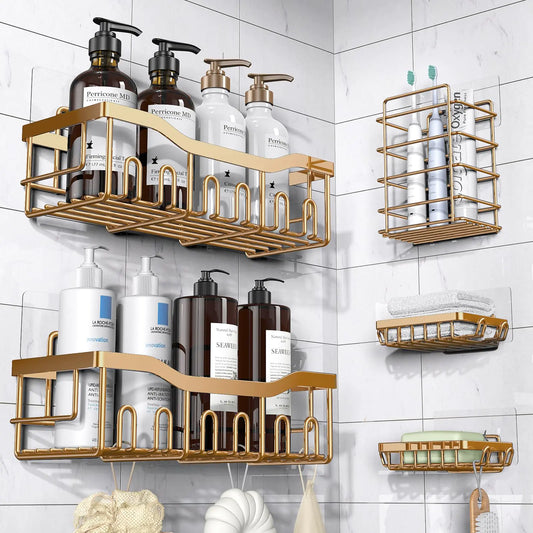 Shower Organizer 5-Pack: Rustproof Stainless Caddies