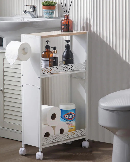 Compact Bathroom Organizer for Toilet Paper & Accessories
